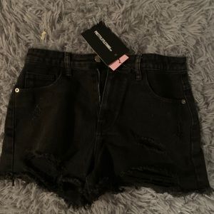 Black ripped jeans shorts